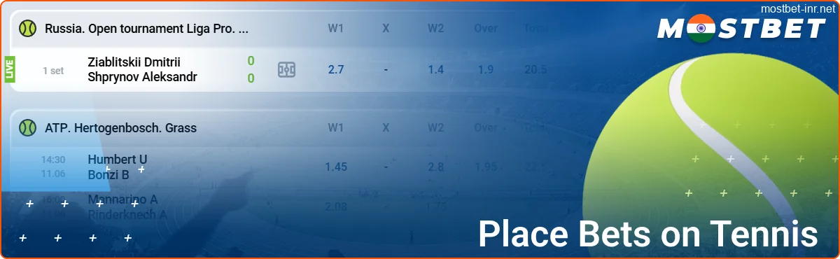 Tennis betting at Mostbet India